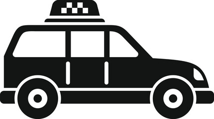 Simple black taxi cab icon representing transport in a city
