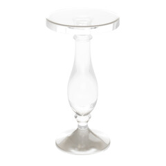 A clear glass table with a white top