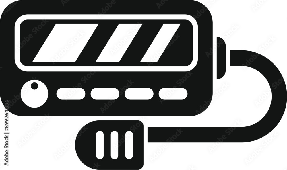 Poster voice recorder device recording audio podcast icon. simple illustration of voice recorder device rec