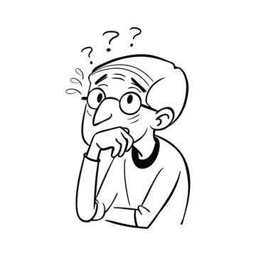 recommend clip art: An old man is confused and thinking doodle vector illustration
