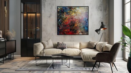 Wall art frame cozy livingroom