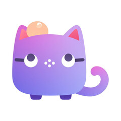 Obraz premium Cute Purple Cat Cartoon Illustration