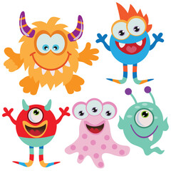 Funny monsters  bundle vector cartoon illustration