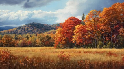 Fototapeta premium landscape artist known for their realistic depictions of fall foliage, exploring their techniques for capturing the changing hues and textures of the season.