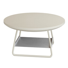 A white coffee table with a silver shelf underneath