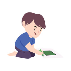 Illustration Child Character Likes to Paint