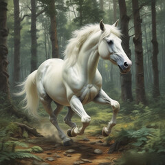 Obraz premium white horse running