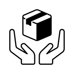 Handle with care icon. Handle, Handle with care, Fragile, Package, Hands, Box, Care, Shipping, Careful. Vector icon illustration
