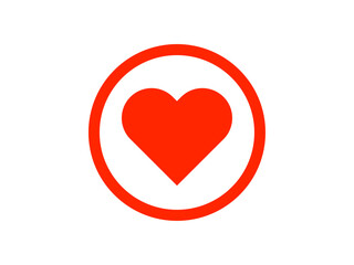 幾何学的ハート丸マーク：赤線