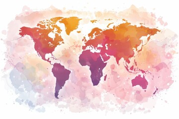 Obraz premium detailed world map painted with watercolor in a variety of vibrant colors