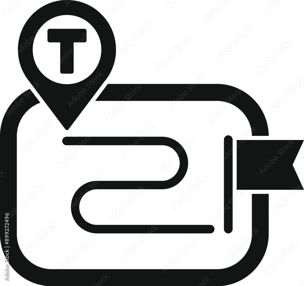Poster simple icon of a gps navigation app showing the route for a taxi sharing service