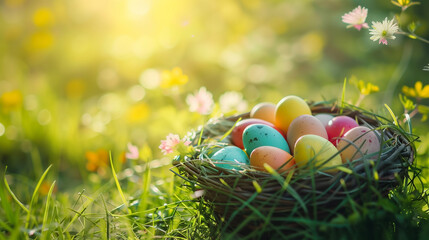 Easter Eggs in Spring Meadow
