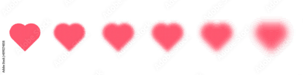 Aufkleber gothic red heart with grunge texture and halftone gradient. y2k gradient dot gothcore style. flat ve