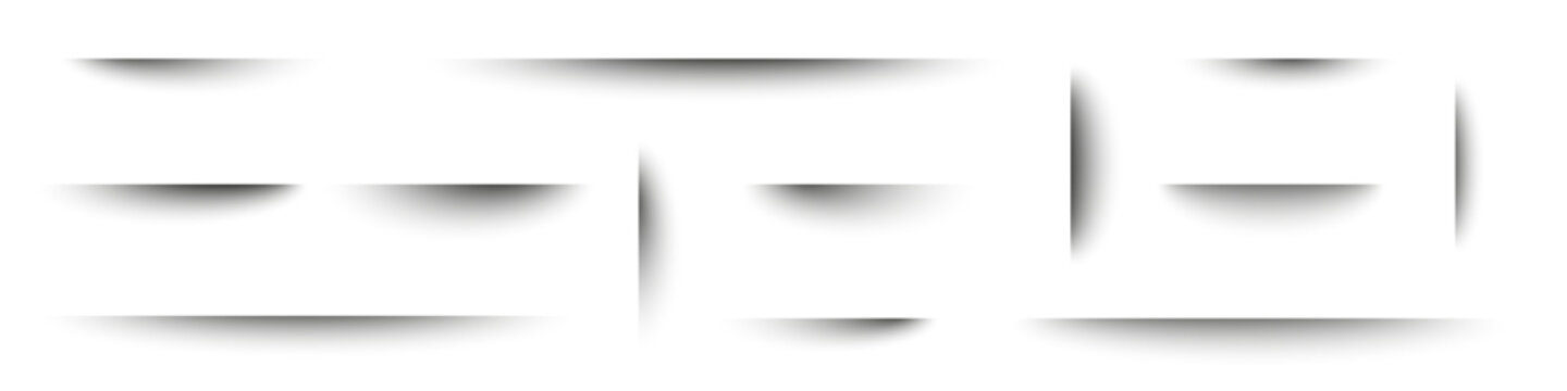 Realistic shadow box set with drop shadow effect. Round, oval, and circle shapes. Flat vector illustration on white background.