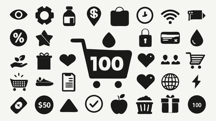 set of ecommerce icons pixel perfect shop money vector illustration 