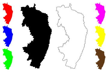 Obraz premium Gorlitz district (Federal Republic of Germany, rural district Swabia, Free State of Saxony) map vector illustration, scribble sketch Gorlitz map