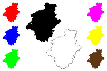 Gotha district (Federal Republic of Germany, rural district, Free State of Thuringia) map vector illustration, scribble sketch Gotha map