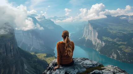 Fototapeta premium hiker in the mountains