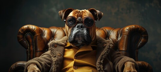 Obraz premium Charismatic Steampunk Bulldog Posing as Boss