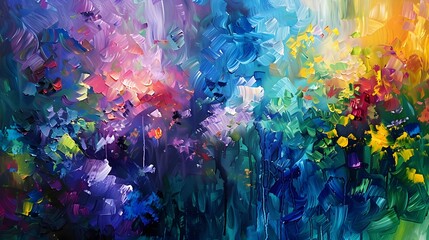 Boundless creativity and imaginative expression come to life in this vibrant abstract painting featuring fluid brushstrokes dynamic motion and a rich tapestry of captivating colors textures 