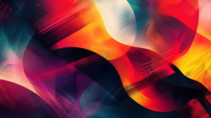 Mesmerizing abstract background featuring a dynamic composition of vibrant geometric patterns bold brushstrokes and a futuristic high contrast aesthetic  This digital art evokes a sense of energy 