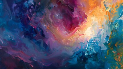 Boundless Vibrant Abstract Painting with Fluid Brushstrokes Dynamic Motion and Expressive Colors in a Dreamlike Impressionist Style