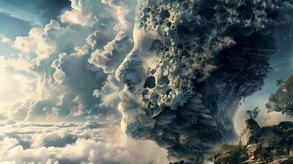 Captivating surreal dreamscape with fantastical organic forms dramatic clouds and evocative atmospheric elements reminiscent of surrealist and metaphysical art styles 