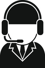 Male call center operator is speaking on a headset with a microphone