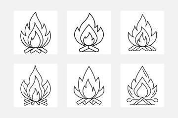 Creative Campfire Line Art Set for Kids Coloring Fun
