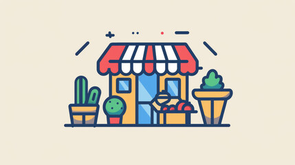A simple icon representing a marketplace where businesses, especially small ones, can buy and sell goods.