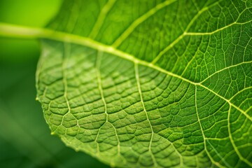 Obraz premium Close-Up View of a Green Leaf Vein Structure