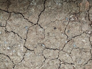 Close up shoot of grey brown dry cracked soil no water there