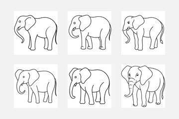 Easy Elephant Line Art Designs for Children's Coloring
