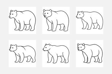 Playful Bear Line Art Illustrations for Young Artists
