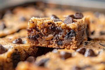Close-Up of Delicious Chocolate Chip Blondies