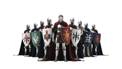 set of knights isolated on white background.