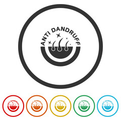 Anti dandruff icon. Set icons in color circle buttons