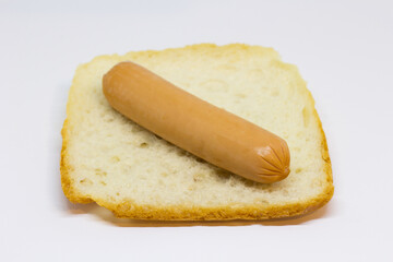bread and sausages in close-up