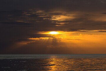 sunset on summer evening at sea