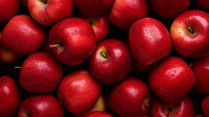 Fresh ripe red apples as background. ai generated art image
