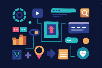 set of icons for web design vector illustration 