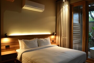 Comfortable room with air conditioner cooling the air, creating a refreshing environment