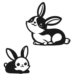 Clean black and white vector silhouette of a rabbit isolated on white background