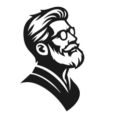 Clean black and white vector silhouette of a Businessman isolated on white background