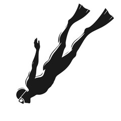 Clean black and white vector silhouette of a Diving isolated on white background