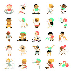 cute children character activity illustration.