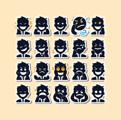 Expressive Silhouette Emotion Stickers with Happy, Angry, and Diverse Facial Expressions Pack