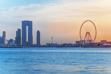 Beautiful view from Palm Jumeirah island, Dubai