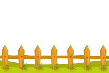 Obraz premium wooden fence on the green meadow