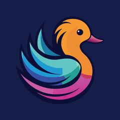 Obraz premium Duck Mallard Waterfowl Logo Design Vector. colored swimming duck logo on white background. Ai generate, duck